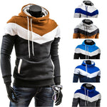 Stay Warm and Edgy with Our Block Patchwork Hooded Long Sleeve Pullover Hoodie Sweatshirt