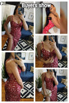 Glamaker Floral Print Sexy Bodycon High Split Dress - Alt Style Clothing