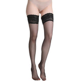 Non-slip Silicone Sexy Lace Top Thigh High Stockings Retro Oil Glossy Transparent - Alt Style Clothing