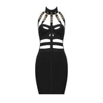 Sexy Hollow Out Eyelet Sequined Cut Out Mini Bandage Dress - Alt Style Clothing