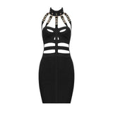Sexy Hollow Out Eyelet Sequined Cut Out Mini Bandage Dress - Alt Style Clothing