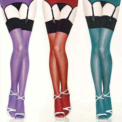 Sexy 30D Thigh High Stockings for Women - Multicolor Sheer Stay Up Vintage Stockings - Alt Style Clothing