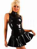 Wet Look Latex PVC Leather Sleeveless Mini Dress With Zipper - Alt Style Clothing