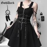 Goth Dark Women's Dress Eyelet Web Zipper Harajuku Mini Dress - Alt Style Clothing