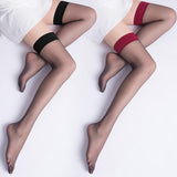 Non-slip Silicone Stockings Wide Rib Top Over Knee Socks - Alt Style Clothing