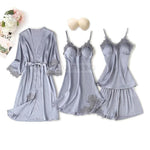 Pajama Set Women Lace Trim Satin Sleepwear Pyjamas Pour Femme - Alt Style Clothing