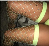Sexy Women Fishnet Stockings Tights Crystal Rhinestone Lady Nylon Stockings - Alt Style Clothing