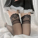 Oil Shine Sexy Stockings Women Lace Top Thigh High Stockings - Alt Style Clothing