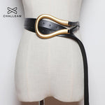 Light luxury personality curved metal horseshoe buckle large U-shaped Belt - Alt Style Clothing