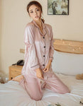 Womens Silk Satin Pajamas Pyjamas Set Sleepwear Pijama Pajamas Suit - Alt Style Clothing