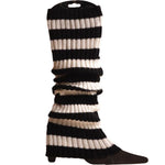 Punk Solid Black Cool Knit Long Socks Knee High Elastic Leg Warmers - Alt Style Clothing