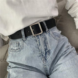 PU Leather Square Buckle Pin Buckle Belt - Alt Style Clothing