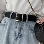 PU Leather Square Buckle Pin Buckle Belt - Alt Style Clothing