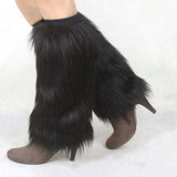 Soft Boot Socks Women Leg Warmers Solid Color Faux Fur Boot Cover - Alt Style Clothing