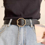 Leather Belt With Square Buckle Pin - Alt Style Clothing