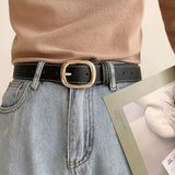 Leather Belt With Square Buckle Pin - Alt Style Clothing