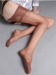Hollow Eye Cut Cuban Heel Back Seam Thigh High Stockings - Alt Style Clothing