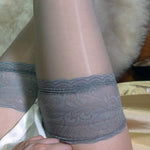 Sexy Wide Lace Top Thigh High Stockings Silicone Hold Up - Alt Style Clothing
