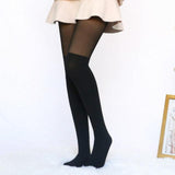 Sexy Women Tights Over Knee Double Stripe Sheer Black Temptation Suspender - Alt Style Clothing