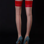 Contrast Color Thigh High Stockings Retro Back Line - Alt Style Clothing