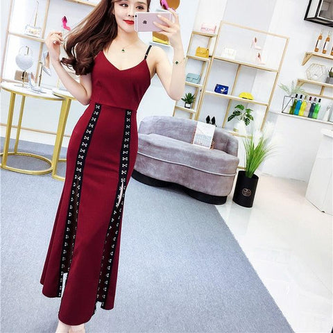 Get Your Gothic Style on Point with Black Vent Asymmetrical Long Spaghetti Strap Sleeveless Loose Fit Gothic Dress - Alt Style Clothing