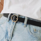 Round pin buckle leather wild - Alt Style Clothing