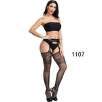 Feel Confident and Sexy with our Women's Bodysuit Lingerie Costume featuring Garter Belt and Fishnet Stockings - Alt Style Clothing